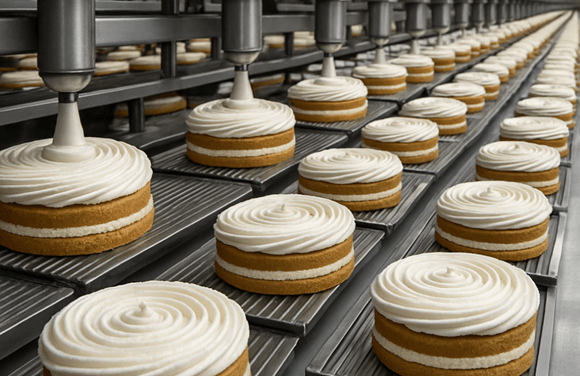 Kuchař krájí dort v kuchyni