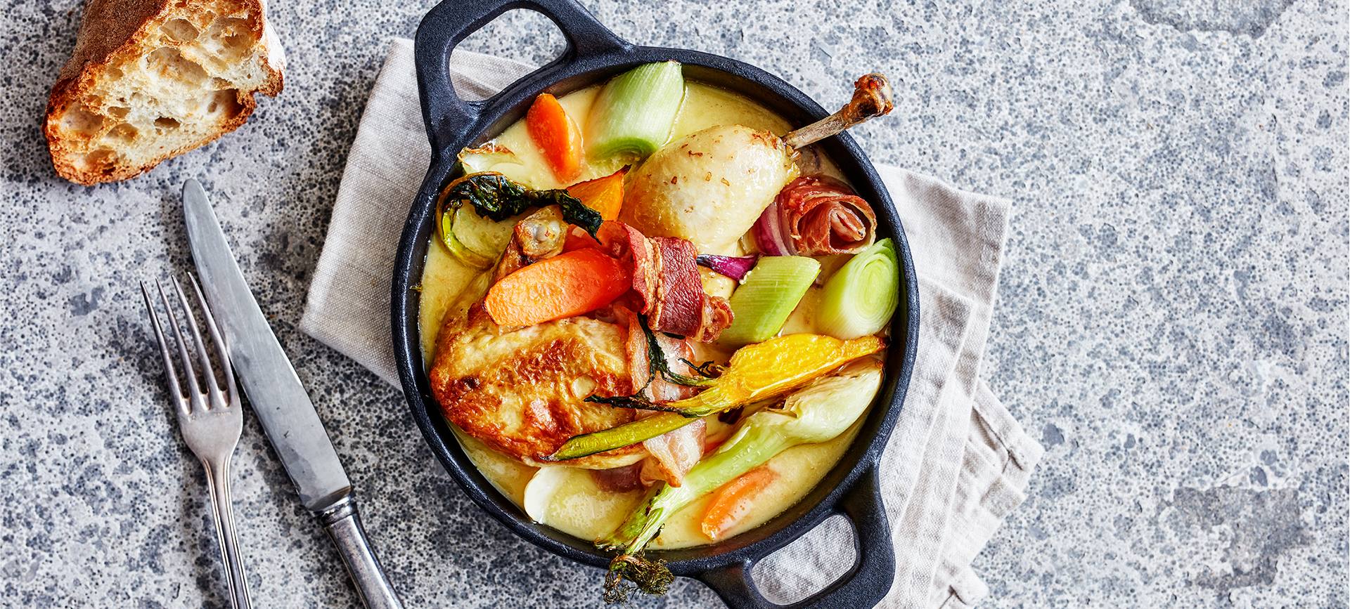 recipe image Baby kuřátko s jarní zeleninou
