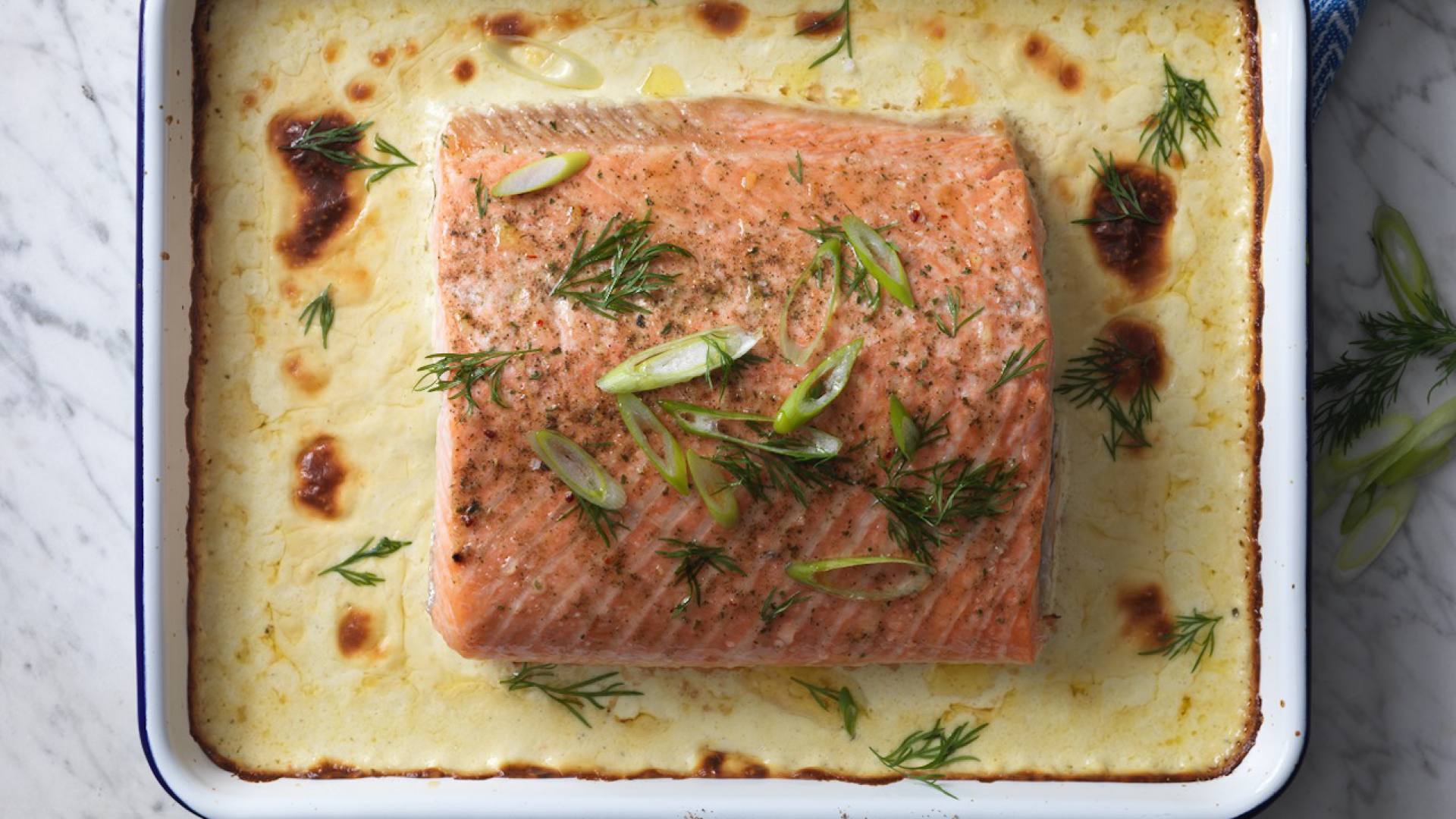 recipe image Laks i ovn med citron og sennepssauce