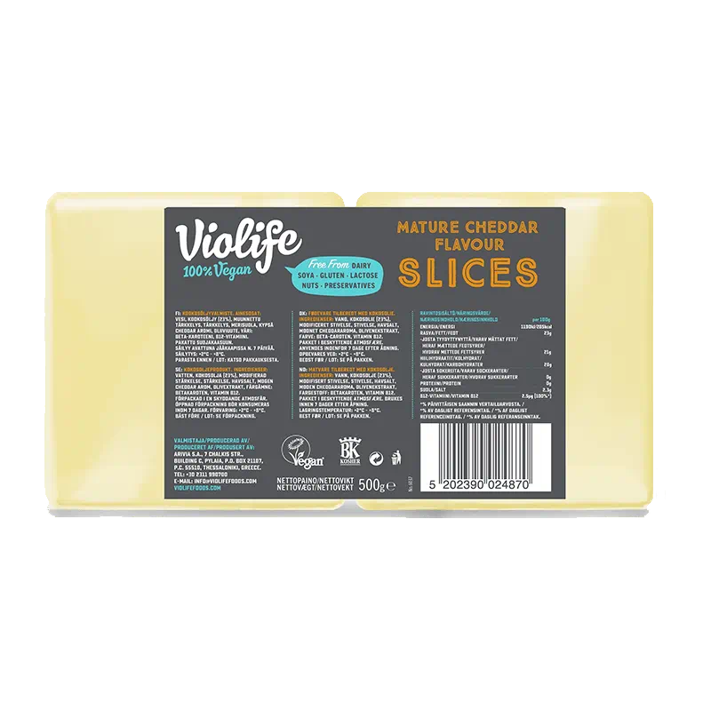 Violife Mature Cheddar Slices 8x500g