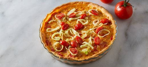 recipe image Vegan αλμυρή τάρτα με ντοματίνια και τυριά