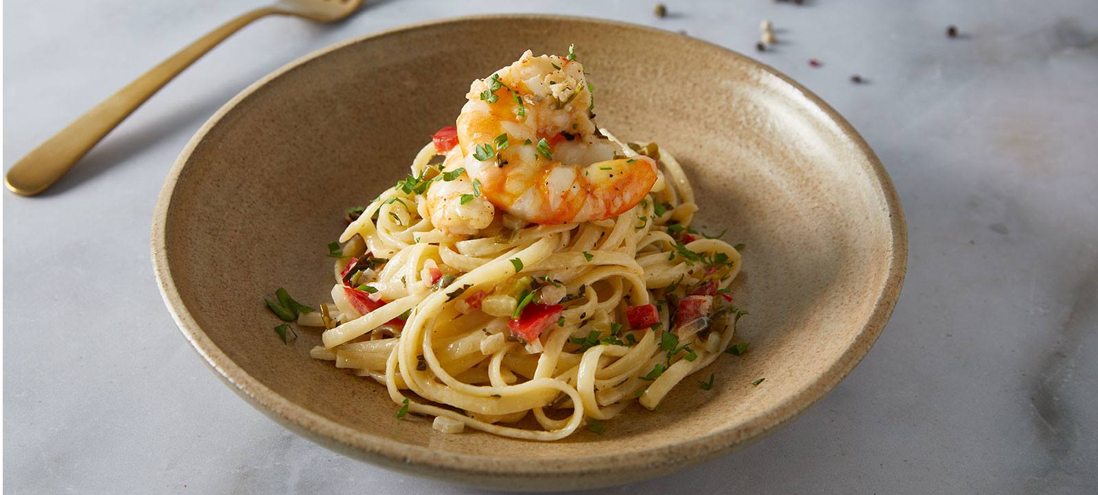 recipe image Linguine με γαρίδες σε κρέμα με φινόκιο και λεμόνι