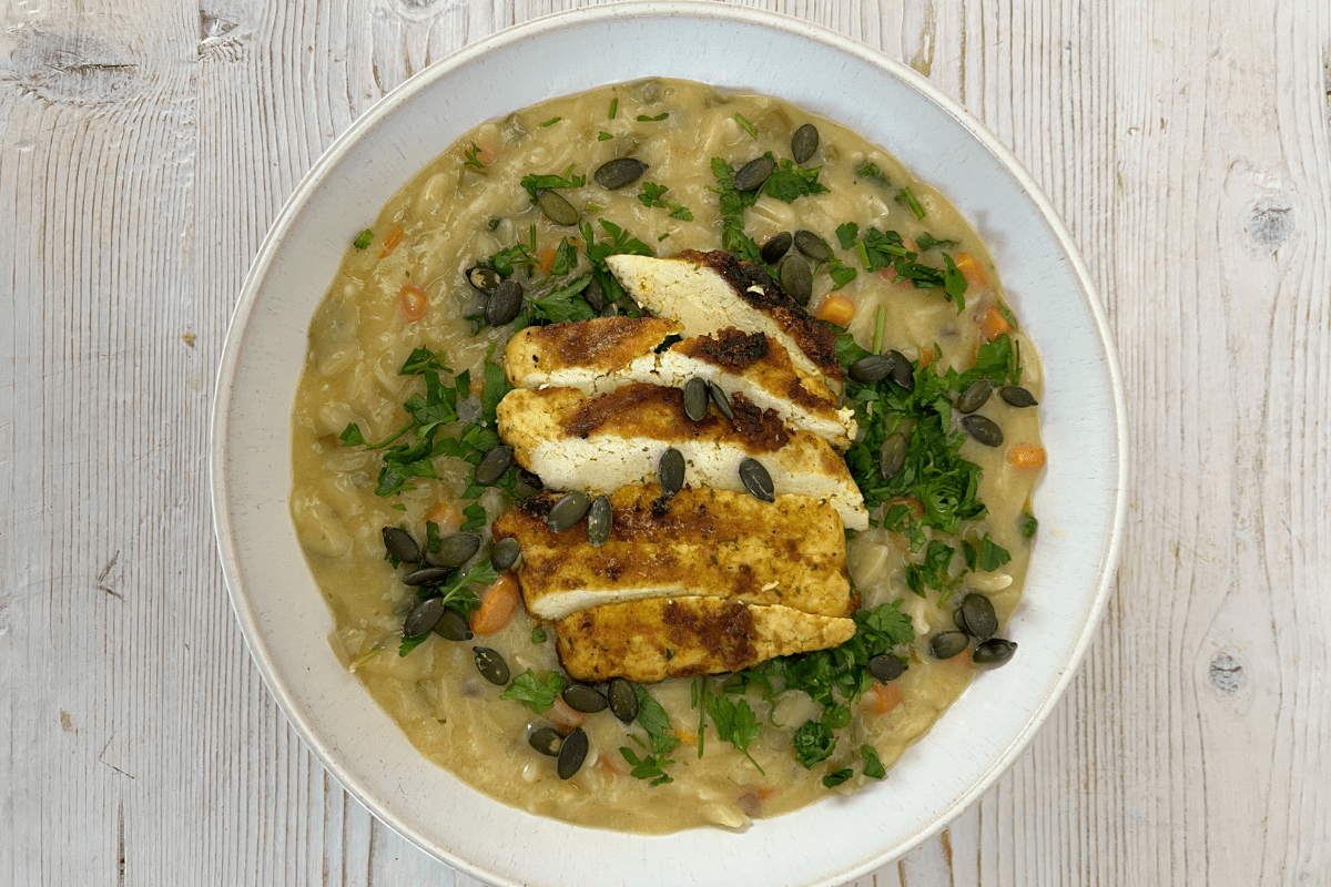 recipe image Creamy Lemon and Chi’kn Orzo