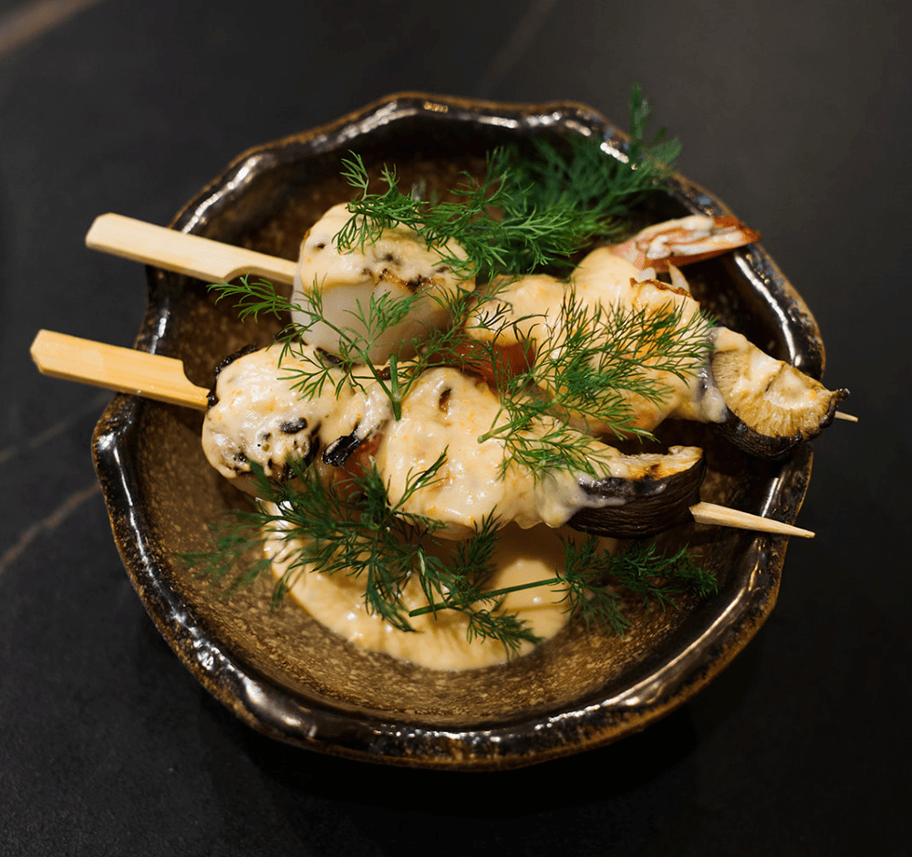 recipe image Seafood Skewers with Salted Egg Sauce