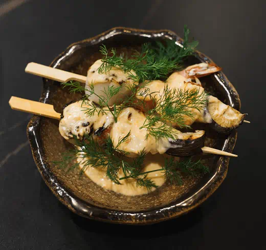 recipe image Seafood Skewers with Salted Egg Sauce
