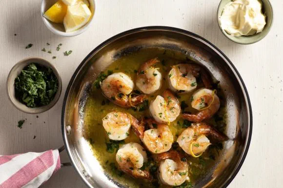 Sauteed shrimp scampi in Country Crock buttery spread