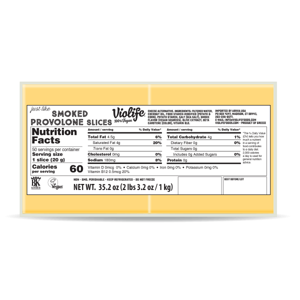 Violife 100% Vegan Just Like Smoked Provolone Slices Cheese 