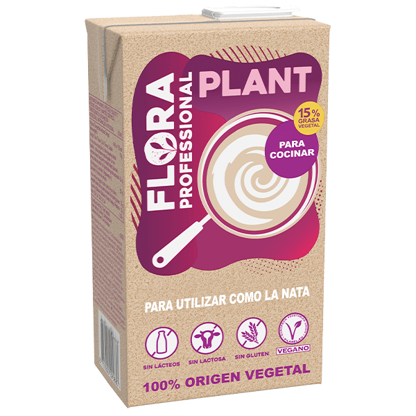 Flora Plant 15%. Alternativa a la nata 100% vegana y sin alérgenos. Alto rendimiento y estabilidad: no se corta al agregar ácidos.