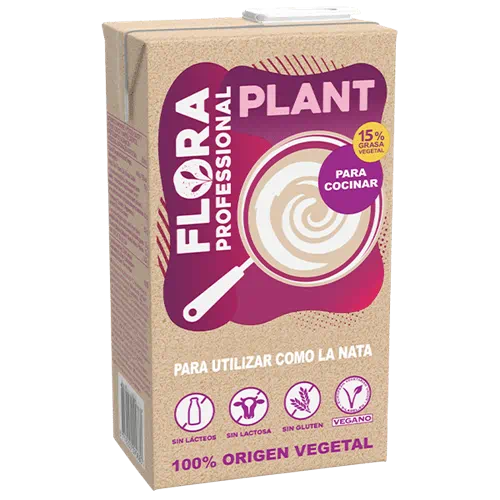 Flora Plant 15%. Alternativa a la nata 100% vegana y sin alérgenos. Alto rendimiento y estabilidad: no se corta al agregar ácidos.