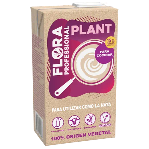 Flora Plant 15%. Alternativa a la nata 100% vegana y sin alérgenos. Alto rendimiento y estabilidad: no se corta al agregar ácidos.