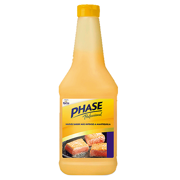 Margarina Phase Líquida, sin lactosa y 100% vegana. Ideal para saltear, preparar salsas y postres. Sustituo de la mantequilla clarificada. No salpica.