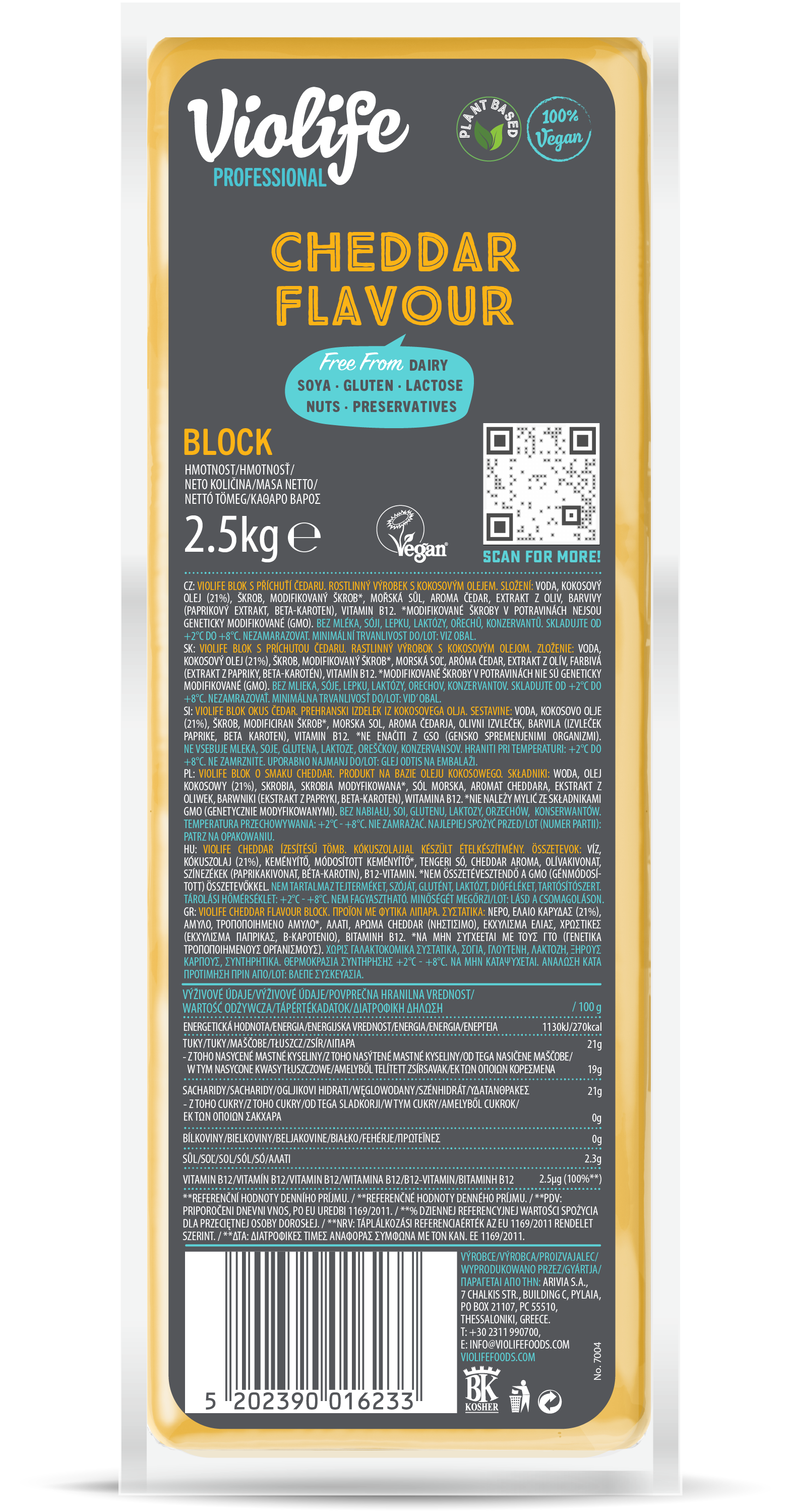 Violife Bloc Mature Saveur Cheddar 2,5KG