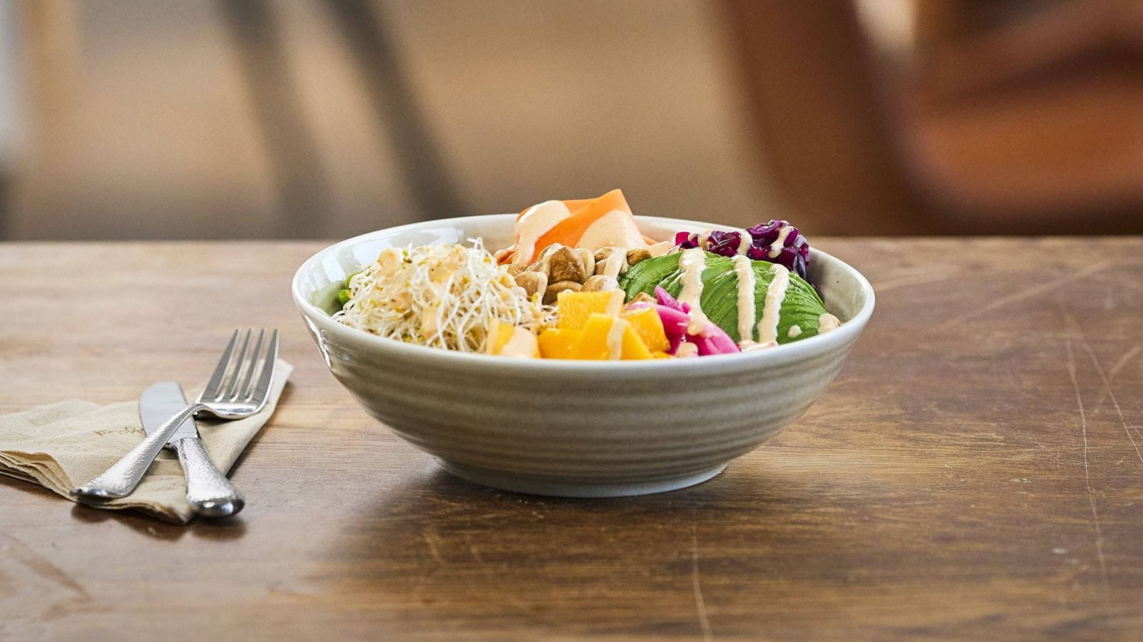 recipe image Poké Bowl mangós-chili öntettel