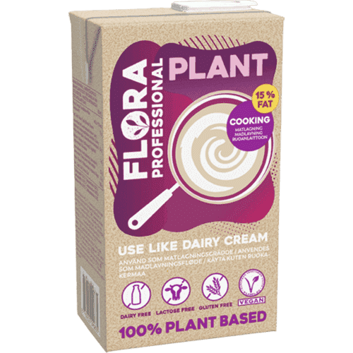 Augalinės kilmės grietinėlė „Flora”, 15% rieb., 8x1 l