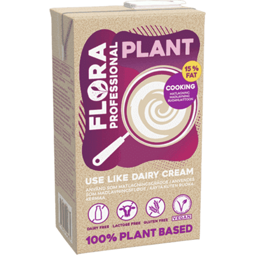 Augalinės kilmės grietinėlė „Flora”, 15% rieb., 8x1 l