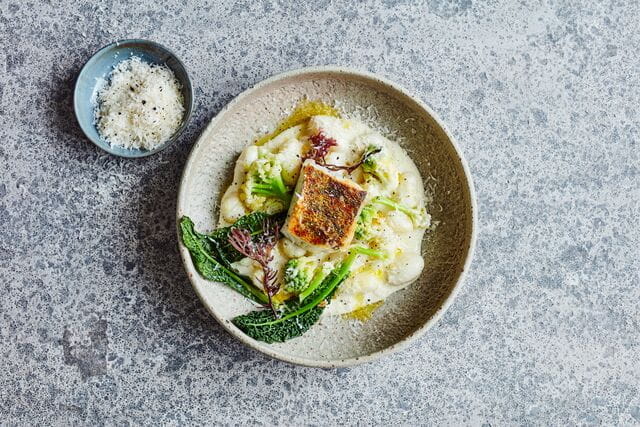 Grilled Seabass and Creamy Gnocchi