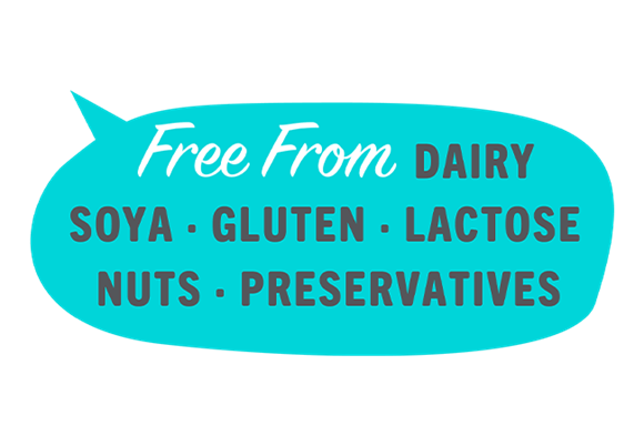 Free From dairy, soya, gluten, lactose, nuts, preservatives