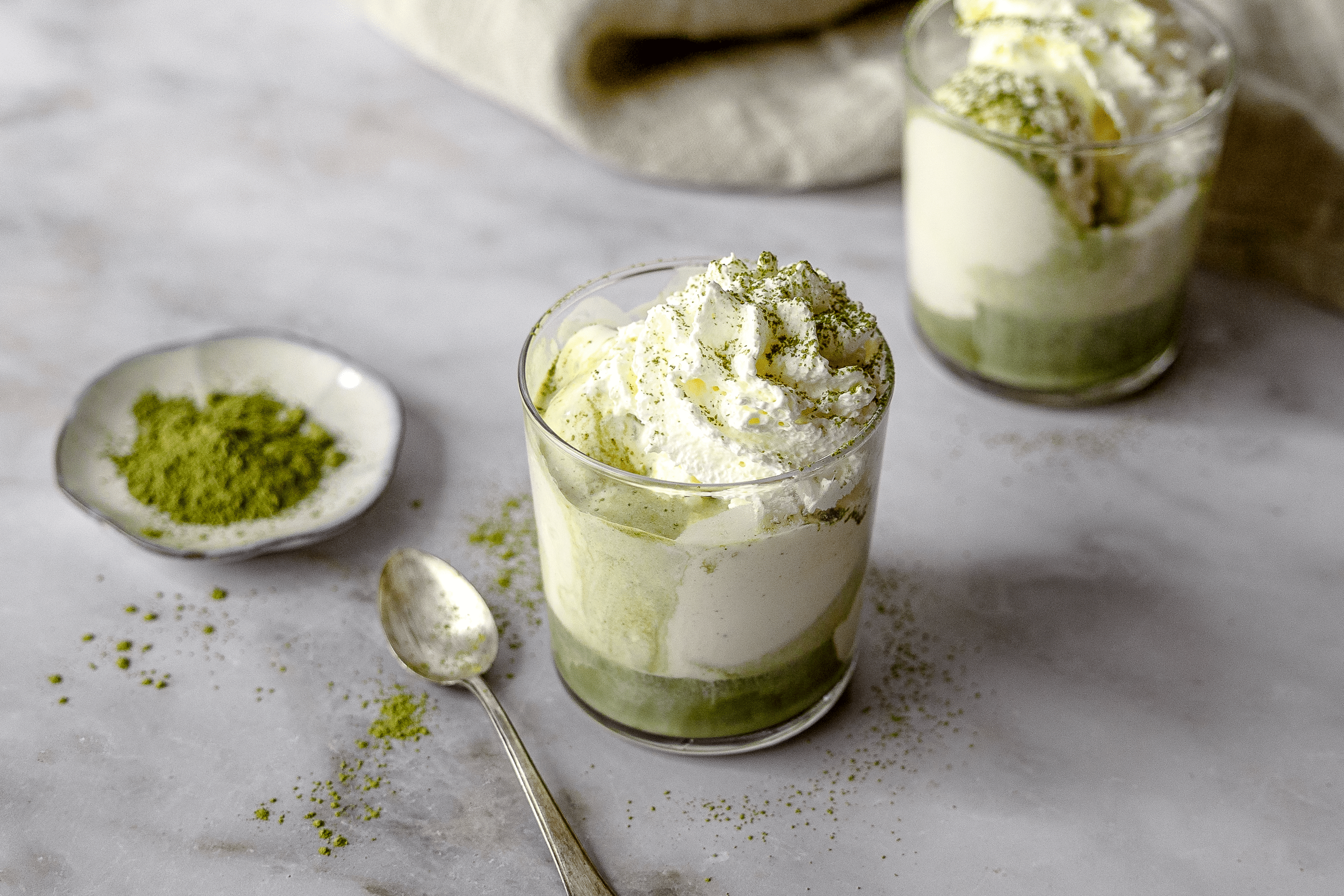 recipe image Matcha affogato met Slagroom