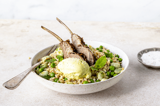 recipe image Lamskotelet met munt-citroenspread