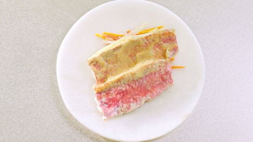 recipe image Op Paella Geïnspireerde Spread met garnaal, chistorra en rode mulfilet