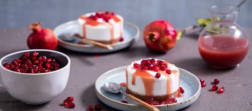 recipe image Cheesecake de romã e framboesas