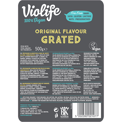 Violife Ralado Sabor Original 500g - alternativa vegana ao queijo