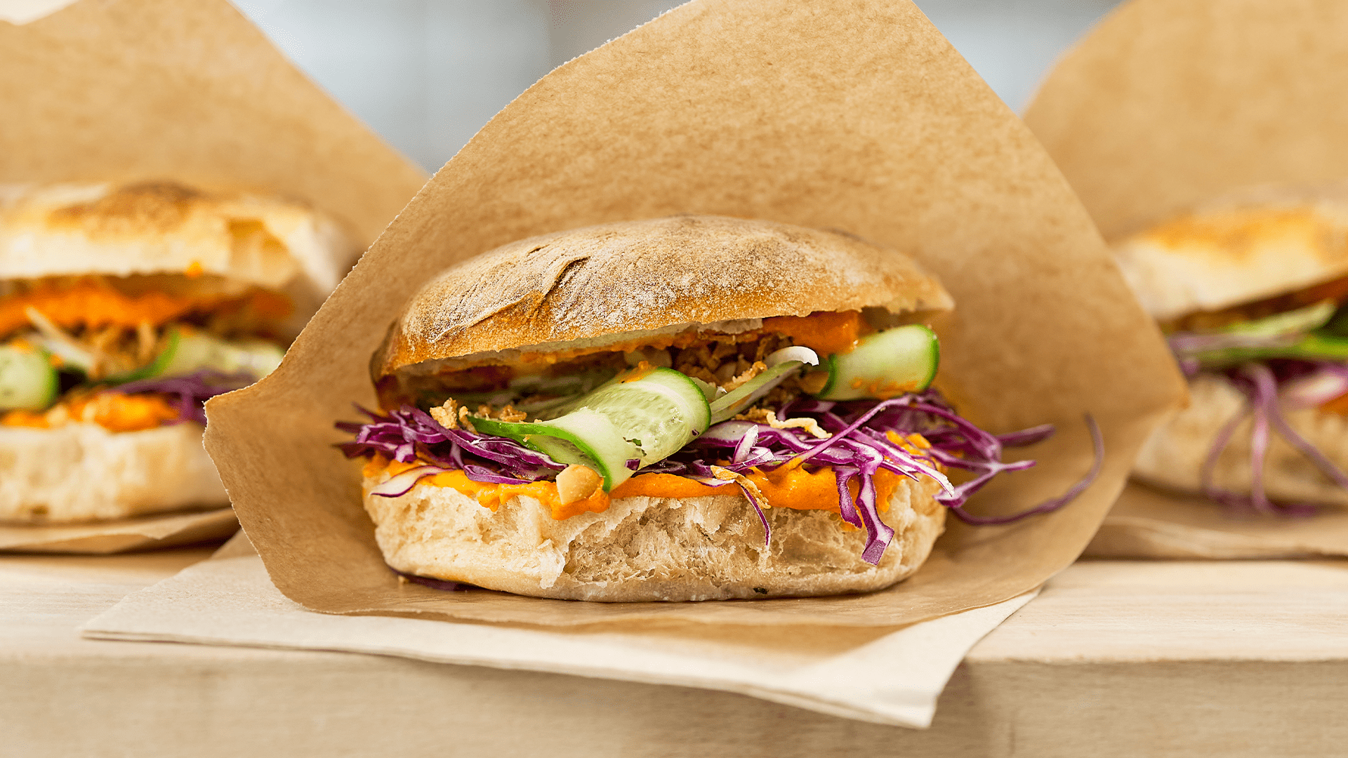 plant based burger in cafe