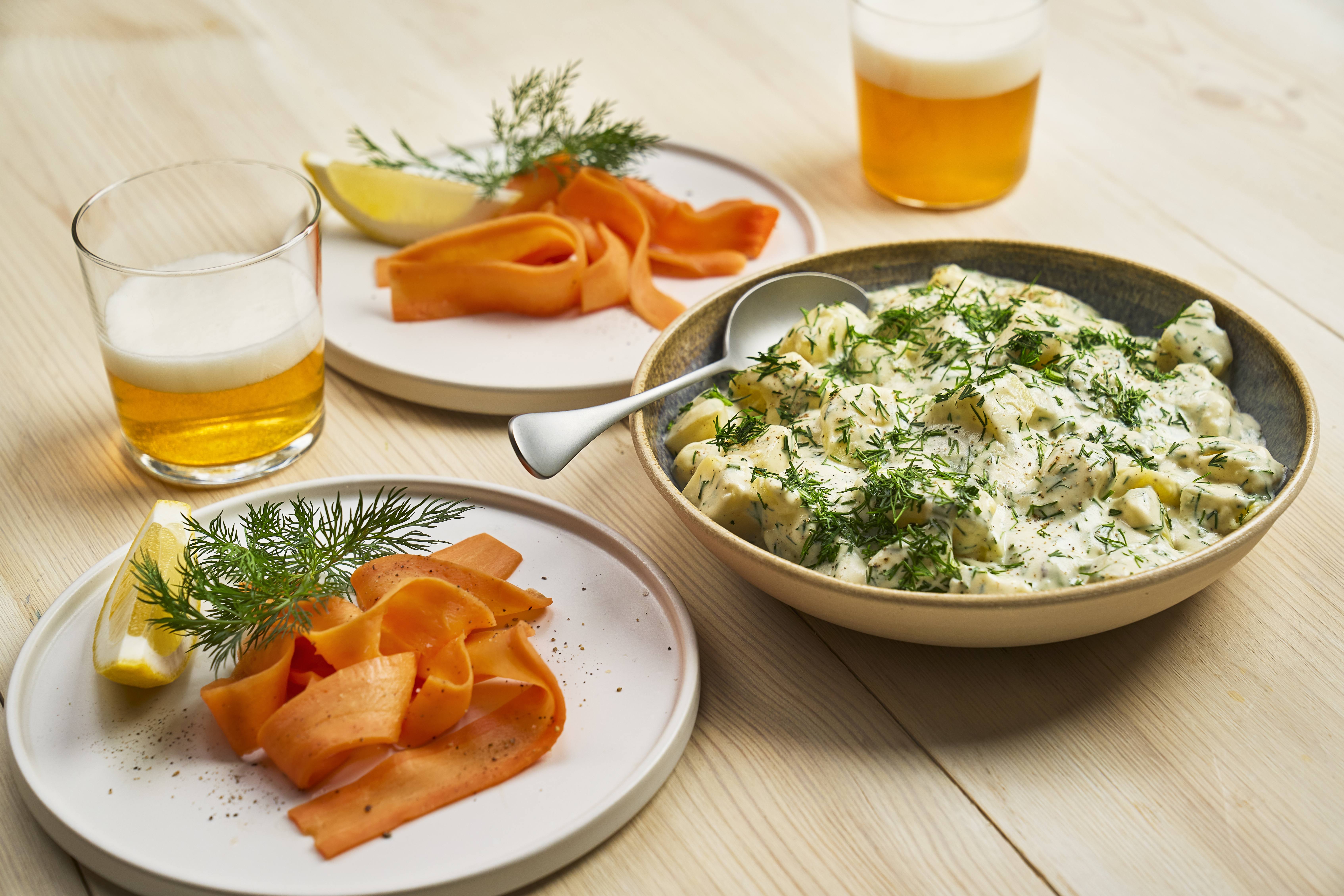 recipe image Krämig dillpotatis med fake salmon