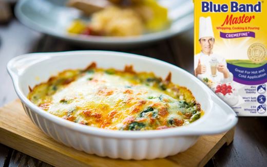 recipe image ผักโขมอบชีส